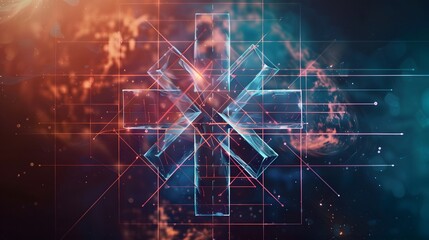 Abstract geometric medical cross shape medicine and science concept background. 