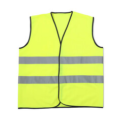 Wall Mural - Reflective vest isolated on white, top view. Safety equipment