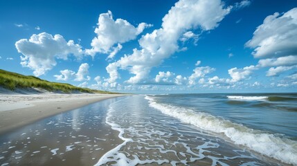 Wall Mural - Natural Beauty: Long Coastline with Bright Blue Sky