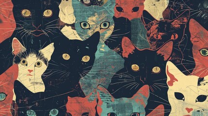 Naklejka na meble Vintage abstract cats background
