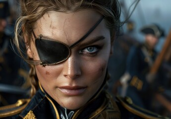 Canvas Print - intense gaze of a determined military woman