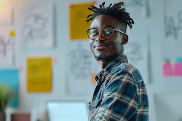 portrait of a young smiling male user experience designer in office