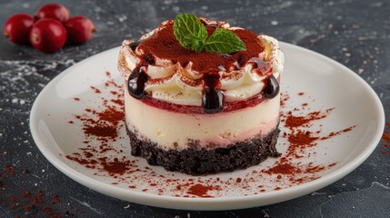 Wall Mural - decadent chocolate and berry dessert