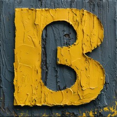 Wall Mural - Weathered wooden letter s in yellow paint