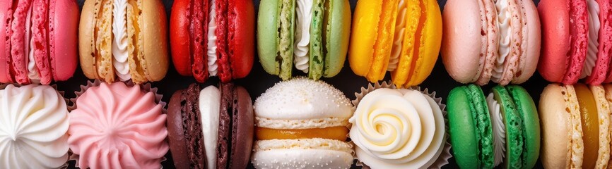 Poster - assortment of colorful macarons and meringues