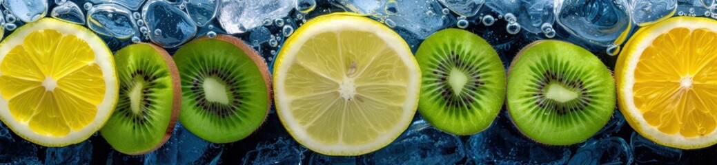 Poster - refreshing citrus fruits in sparkling water