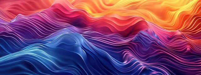 Abstract colorful wavy background with gradient color waves, 3D rendering illustration. Abstract wallpaper design for banner
