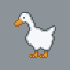 Wall Mural - White goose, meme pixel art