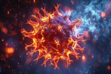 Wall Mural - 3D illustration of a virus. AI.