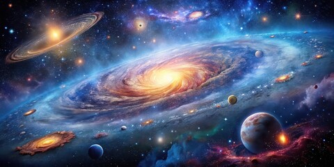 Wall Mural - endless universe with galaxy stars , cosmos, space, astronomy, planets, universe, galaxy, stars, cel