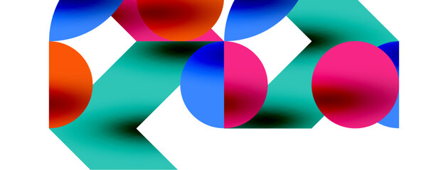 Wall Mural - Circle pattern, round elements with lines and arrows composition for wallpaper, banner, background or landing