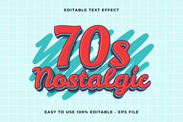 Poster - 70s nostalgic 3d editable vector text effect. trendy style text effect