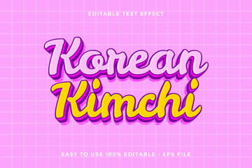 Poster - korean kimchi 3d editable vector text effect. trendy style text effect