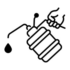 Poster - Linear style icon of hand holding fuel can 