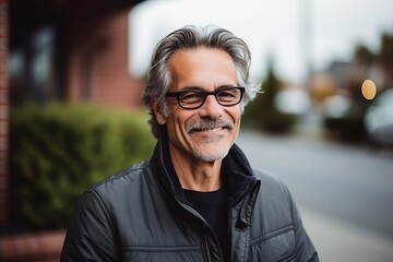 Poster - Portrait of a handsome senior man with eyeglasses standing outdoors