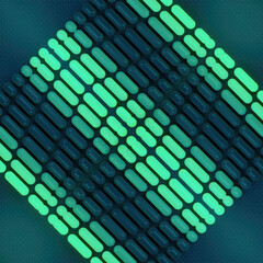 Leinwandbilder - Digital illustration of a pattern of multicolored capsules with green tint. 3d rendering