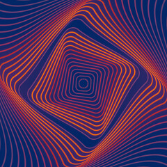 Fototapete - Bright red stripes of a rectangular figure. 3d rendering digital illustration