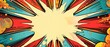 © Seksan - Vintage comic book explosion background with a large blank space for a birthday message, superhero theme, retro colors
