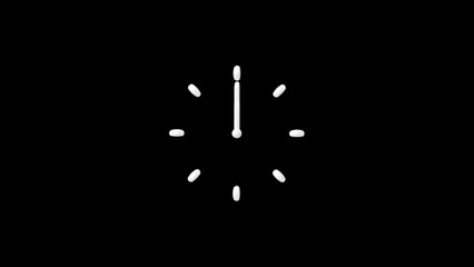 clock icon white color 4k illustration on black background.