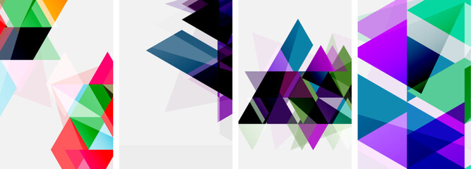 Poster - Colorful bright triangles with various colors and transparencies. Vector illustration For Wallpaper, Banner, Background, Card, Book Illustration, landing page