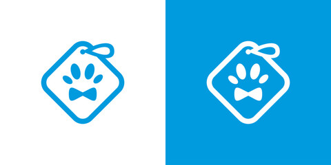 Wall Mural - Paw label icon logo. Footprint pet shop dog business vector