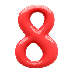 Red 3D Number 8