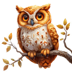 Adorable Cartoon Owl with Big Eyes