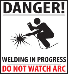 Sticker - Welding in progress sign vector.eps