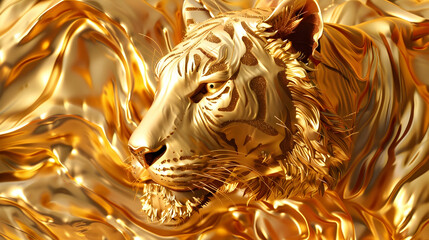 Poster - 3d animal Wallpaper Background golden art for digital printing wallpaper, mural, custom design wallpaper.