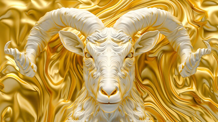 Sticker - 3d goat Wallpaper Background golden art for digital printing wallpaper, mural, custom design wallpaper.