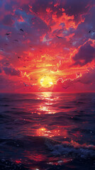 Wall Mural - sunset over the ocean