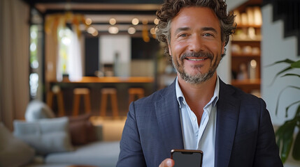 Wall Mural - Portrait of a business man in a suit in the office