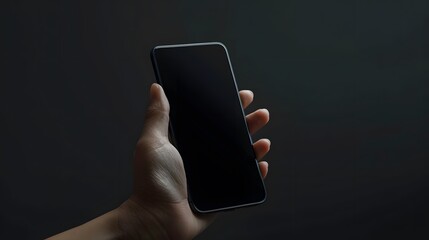 Modern smart phone in hand. Isolated background and screen. Thin edges od smartphone without a camera. 