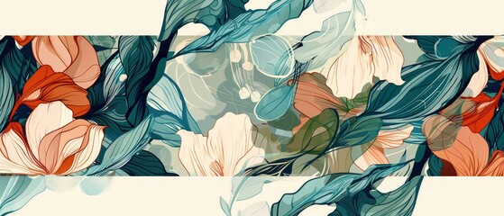 Wall Mural - an intricate floral pattern creating a botanical banner in art nouveau style perfect for horizontal posters, greeting cards, headers, and websites
