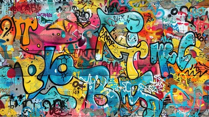  Seamless Pattern: Colorful Graffiti on Weathered Concrete Wall