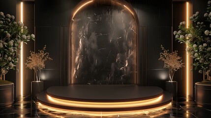 Poster - A 3D podium background with luxurious materials, refined textures, and elegant lighting for an opulent look.