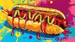 © PUKPIK - Retro Pop Art Illustration of Ice Cream Hot Dog with Comic Book Style Effects