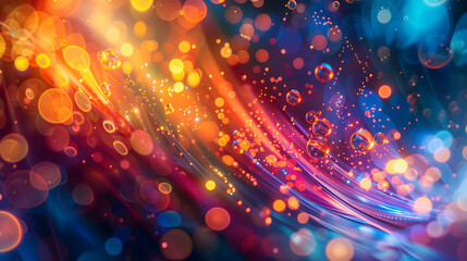 Wall Mural - abstract background with colorful lights and bubbles