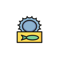 Poster - Canned sardines line icon. Tuna, fish, tin. Seafood concept. Can be used for topics like food industry, export, marine food