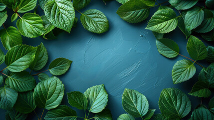 Wall Mural - A lush green background of leaves of all different shapes and sizes.