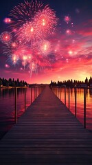 Wall Mural - fireworks are a symbol of independence day and the year is a celebration of independence.