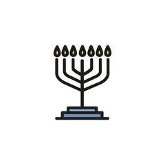 Poster - Menorah line icon. Candles, jewish candelabrum, Hanukkah. Religion concept. Can be used for topics like hanuka, celebration, Judaism