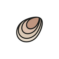 Poster - Mussel line icon. Shell, seashell, scallop. Seafood concept. Can be used for topics like wildlife, menu design, sea food