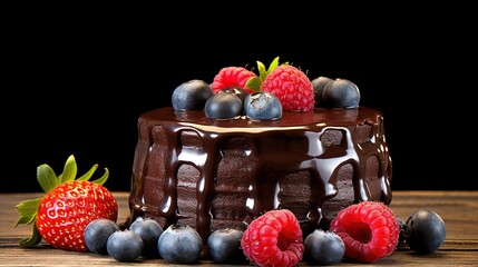 Wall Mural - chocolate with berries