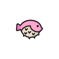 Poster - Puffer fish line icon. Fugu, blowfish, dish. Seafood concept. Can be used for topics like ocean, wildlife, fishing, restaurant meal
