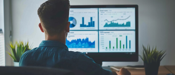 Wall Mural - An e-commerce analyst reviewing website traffic data.