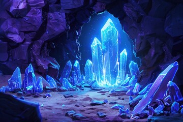 Sticker - Ice cave with crystalline formations