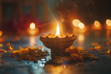 Wall Mural - Candle surrounded by foliage