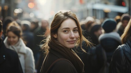 Woman at public gathering