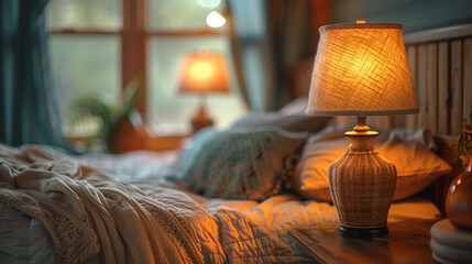 Canvas Print - Close up of warm and comfortable bed in hotel